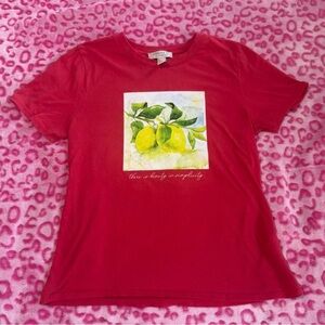 Forever 21 Red Tee with Lemon Graphic